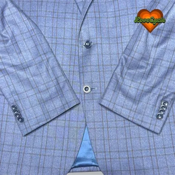 Men's Michael Kors Blue Plaid Blazer – 42R Classic Check Suit Jacket